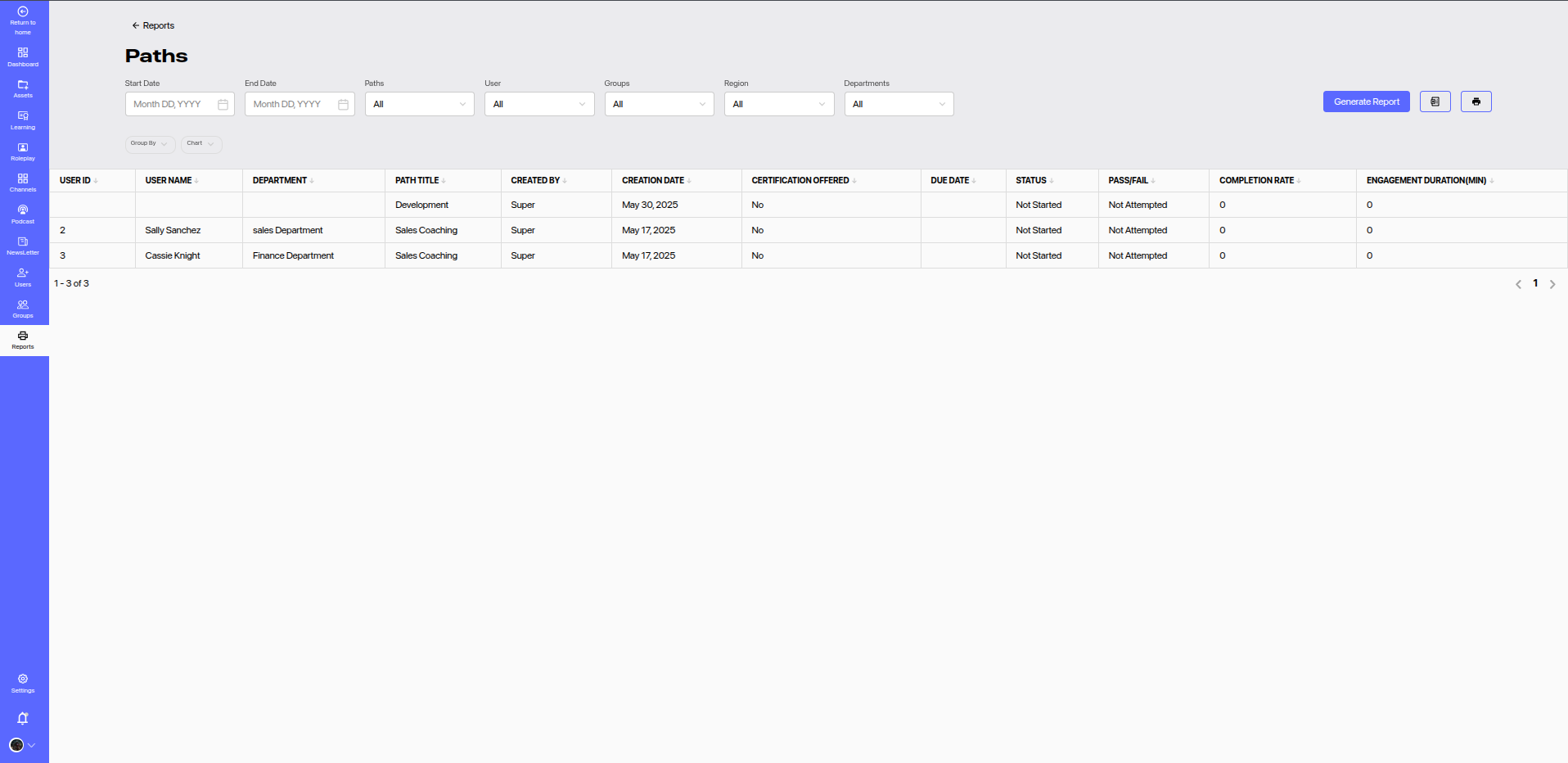 Paths Report